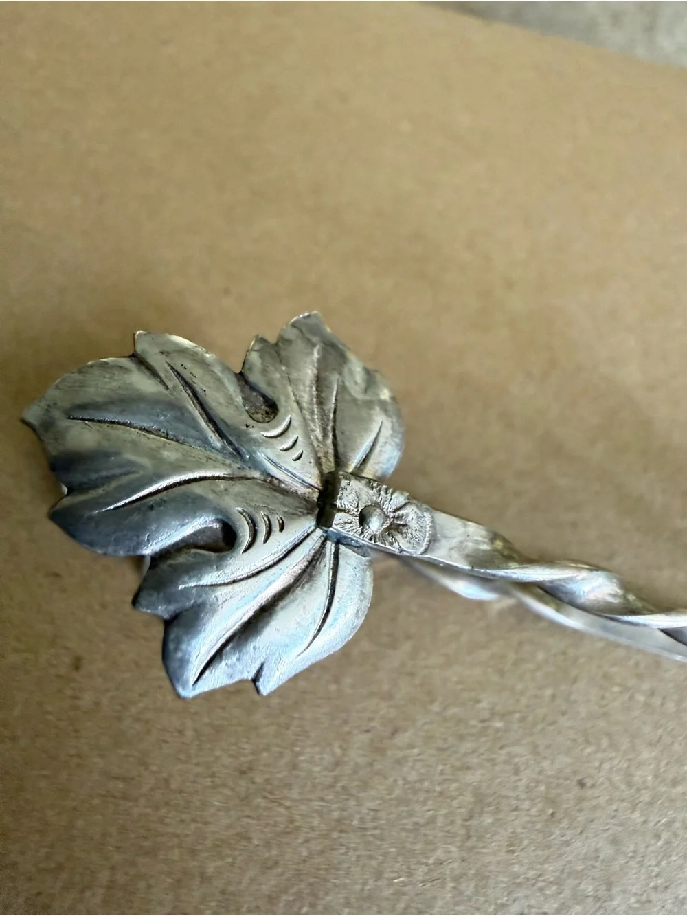 Leaf-Top Decorative Spoon Pair - Silver-Tone